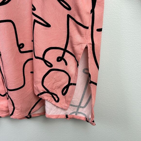 Eloquii Pink Button Down Top Long Sleeve Shirt Abstract Squiggle Print Plus 22 - Picture 7 of 15